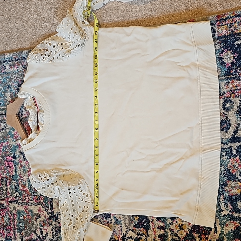 Boden off-white sweater with broderie anglaise sleeves US size 14 - Picture 8 of 10